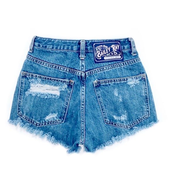 Bailey Ray and Co Patriotic American Flag High Waisted Denim Shorts Cutoffs - Picture 4 of 4